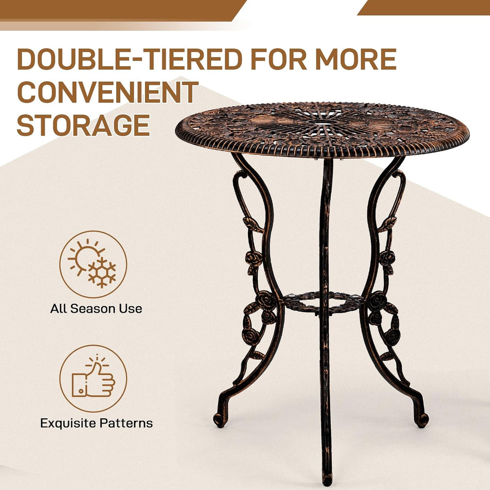 VINGLI 3 PCS Outdoor Bistro Set, Outdoor Patio Set, All-Weather Cast Aluminum...
