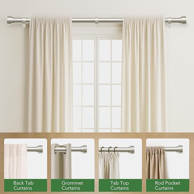 Curtain Rods for Windows 32 to 170, 1 Inch Adjustable Heavy Duty Long Window ...