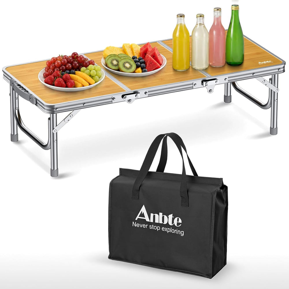 Anbte 34.2" x 15.7" Small Low Folding Picnic Table, 10.3" Heig...
