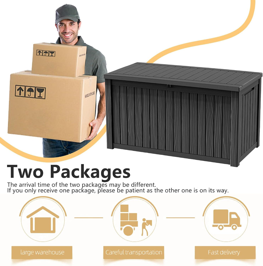 260 Gallon Large Outdoor Storage Box, Black