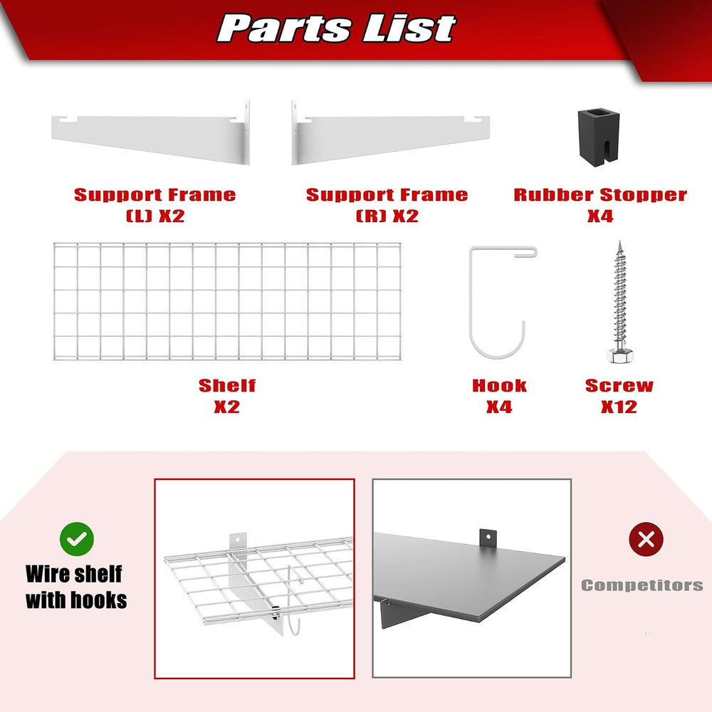 WALMANN 2-Pack Garage Wall Shelves, 45x15 in Wall Mounted Storage Shelf