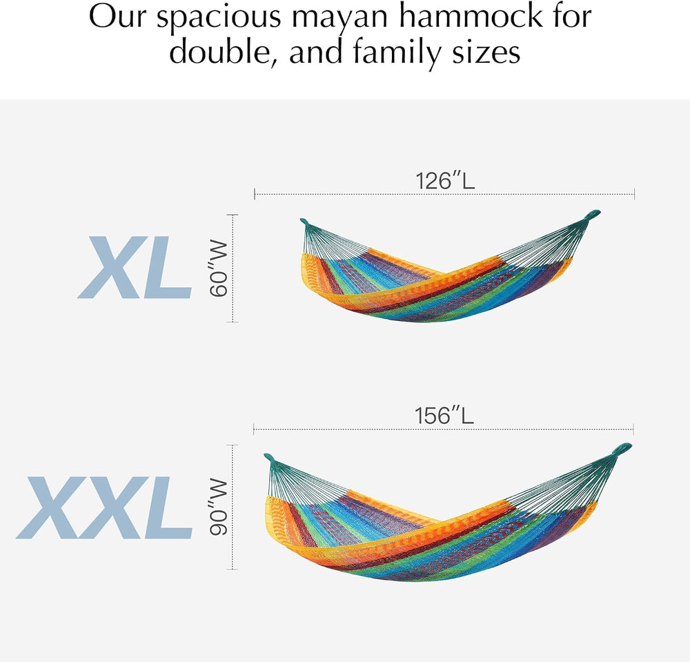 Handwoven Rope Mayan Hammock for Outside, 600 lbs Capacity