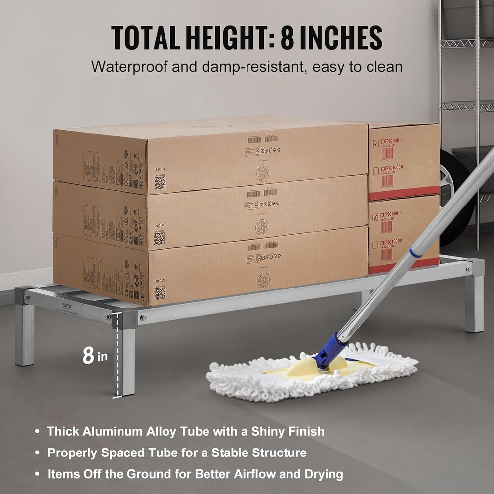 VEVOR Aluminum Dunnage Rack, 48” x 20” Commercial Food Floor Rack, 8” Off The...
