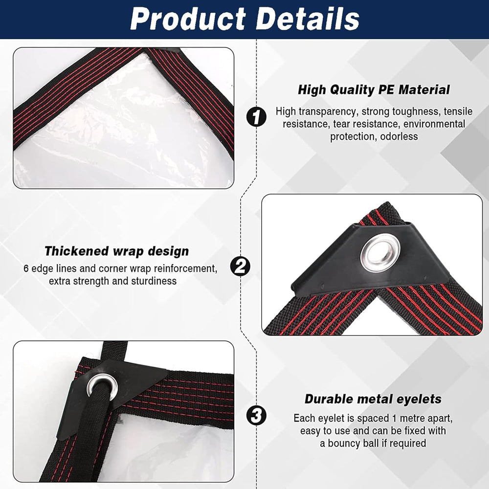 Clear Waterproof Tarp Heavy Duty 7x12ft-2P,90% Transparent Vinyl Plastic