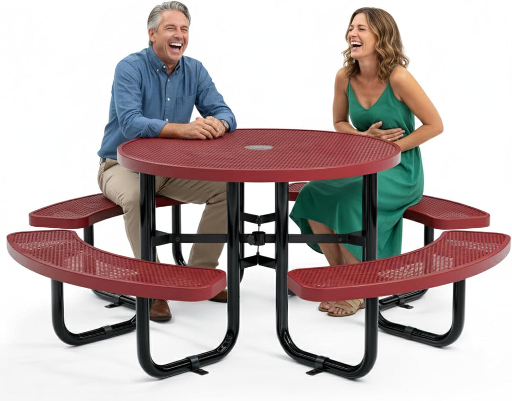 Outdoor Commercial Round Metal Picnic Table