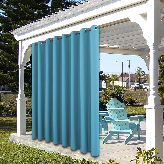 BONZER Extra Wide Waterproof Outdoor Curtains for Patio Heavy Privacy Light F...