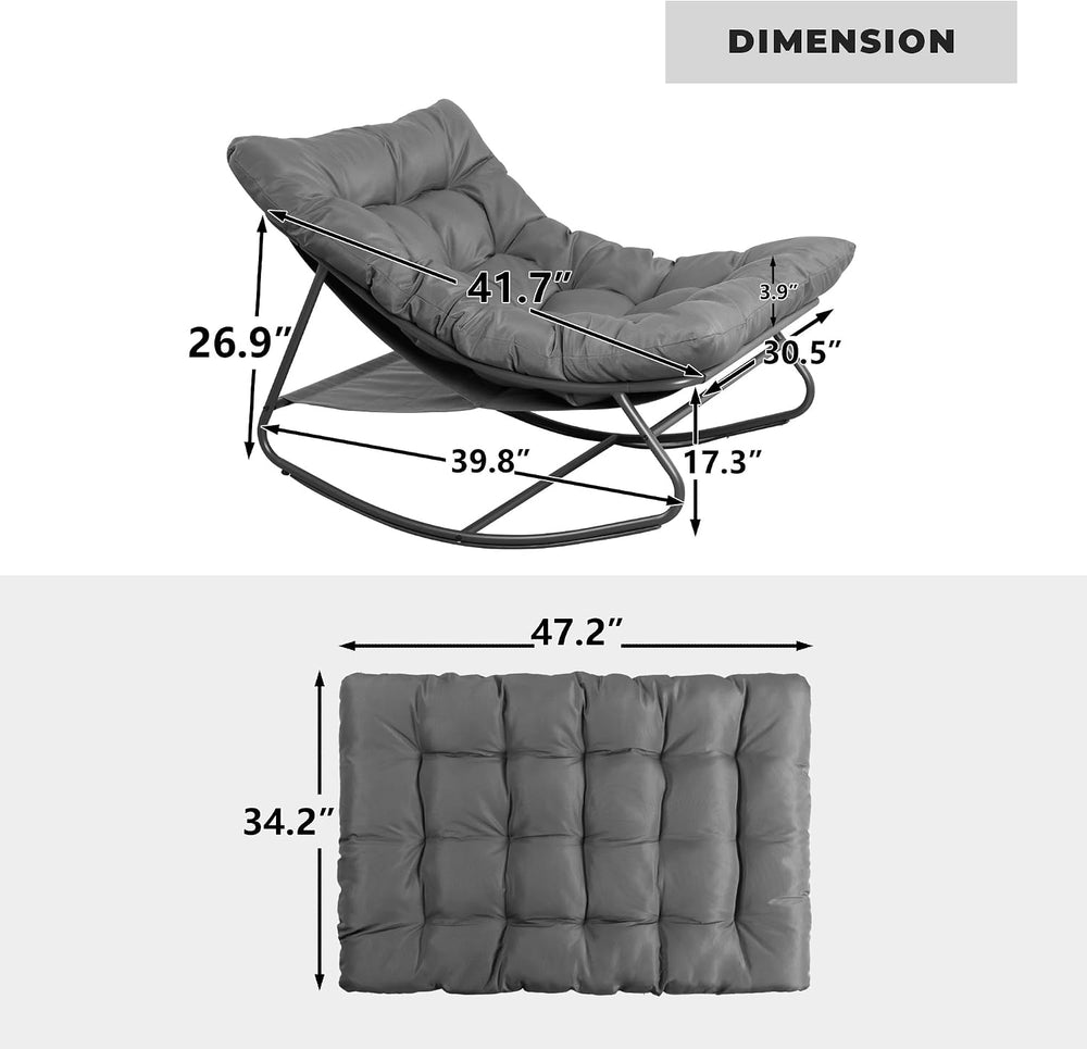Outdoor & Indoor Oversized Rocking Chairs Set of 2 with Thick Cushions