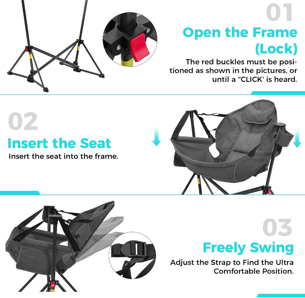 Hammock Camping Chair, Foldable Portable Rocking Chairs for Adults Outside Sw...