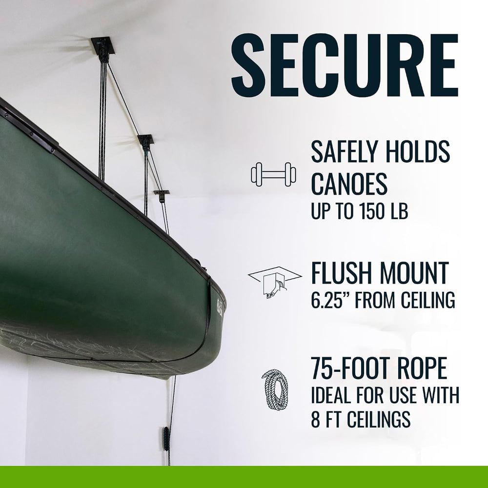 Teal Triangle Canoe Hoist, EasyLift Garage Pulley System, Holds 150 lbs