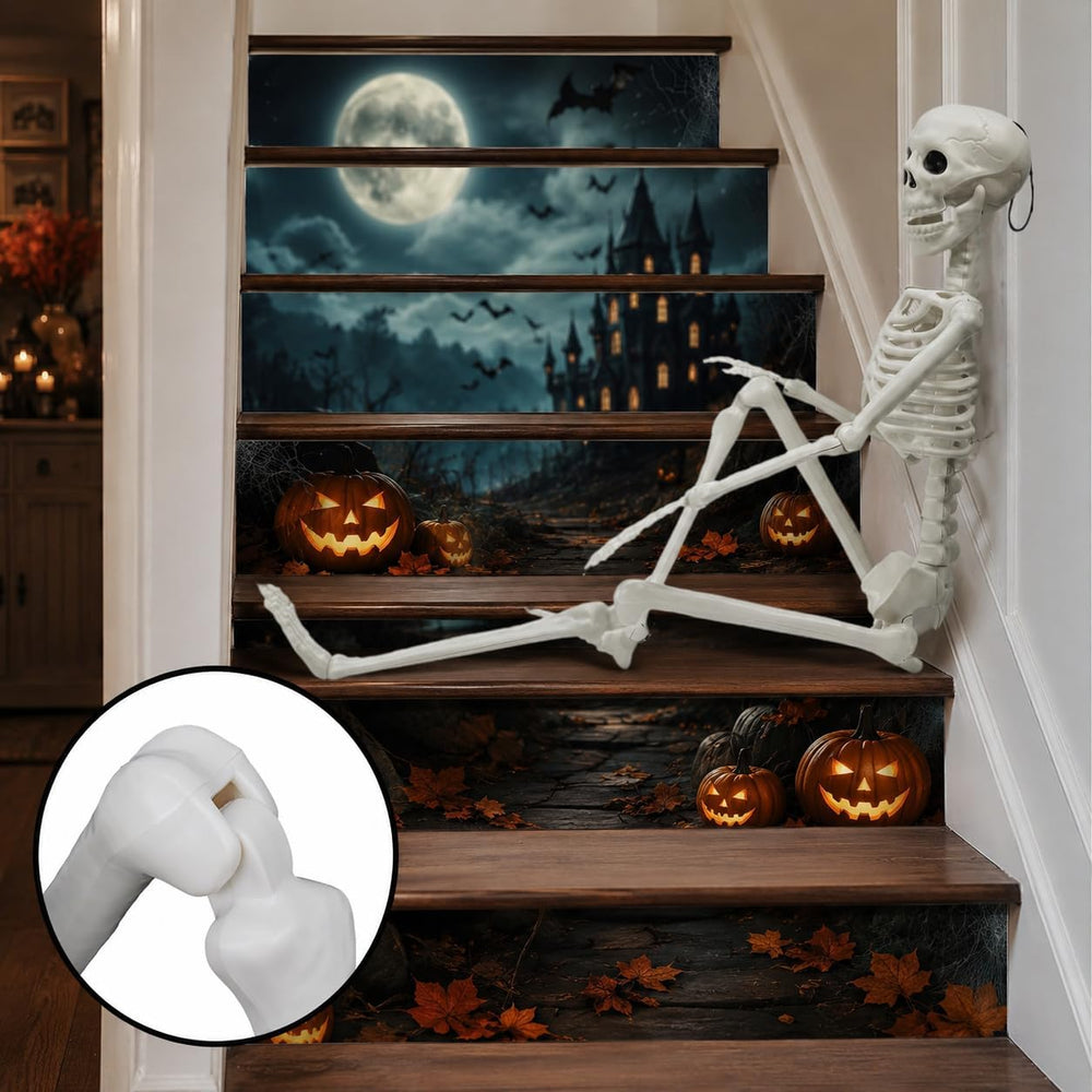 Lighted Human & Cat Skeleton Halloween Decorations Outdoor/Indoor