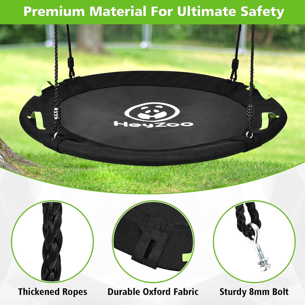 48 Inch Tree Swing, Larger Saucer Flying Swing for Outdoor Backyard, Black