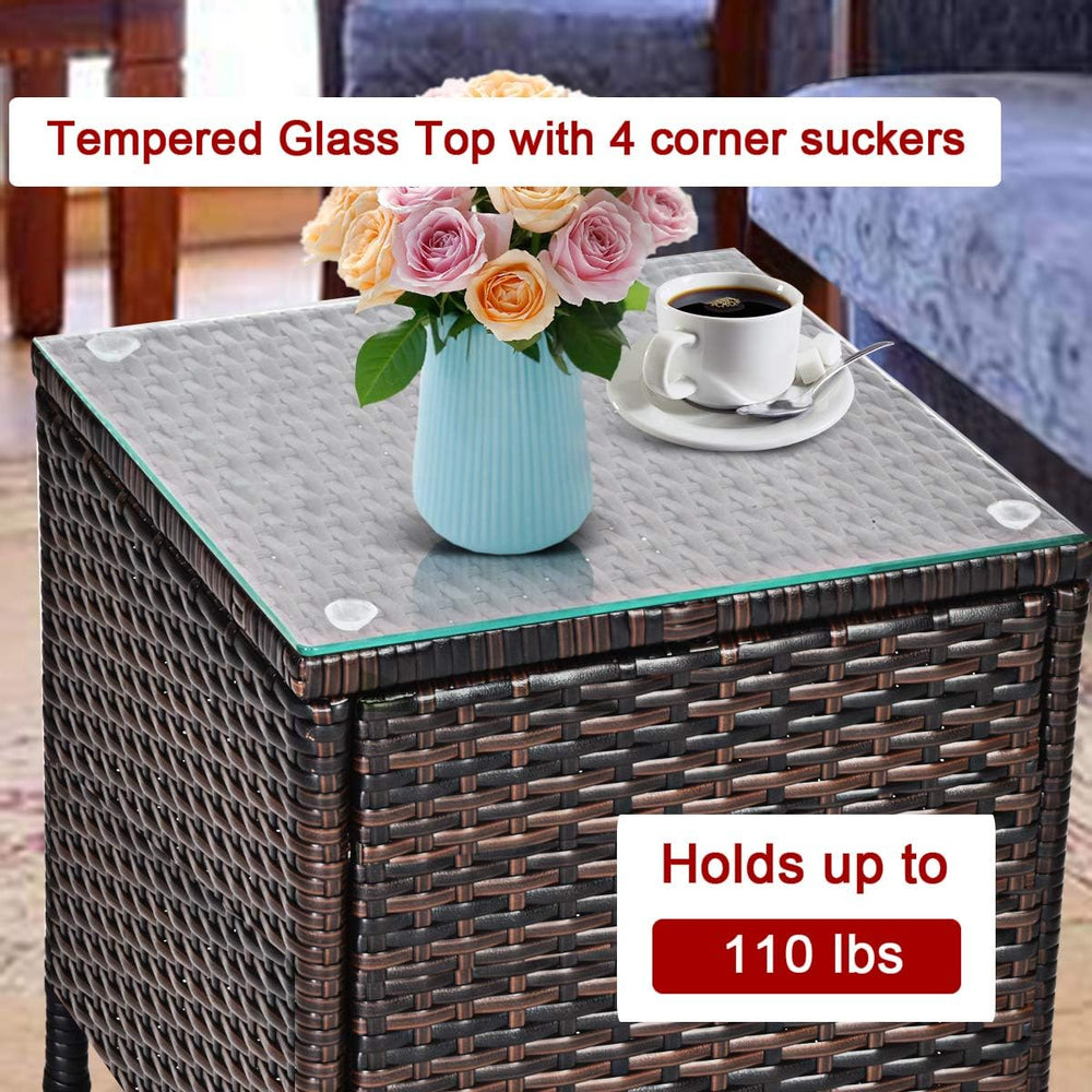 Tangkula Patio Furniture Set 3 Piece, Outdoor Wicker Rattan Conversation Set ...