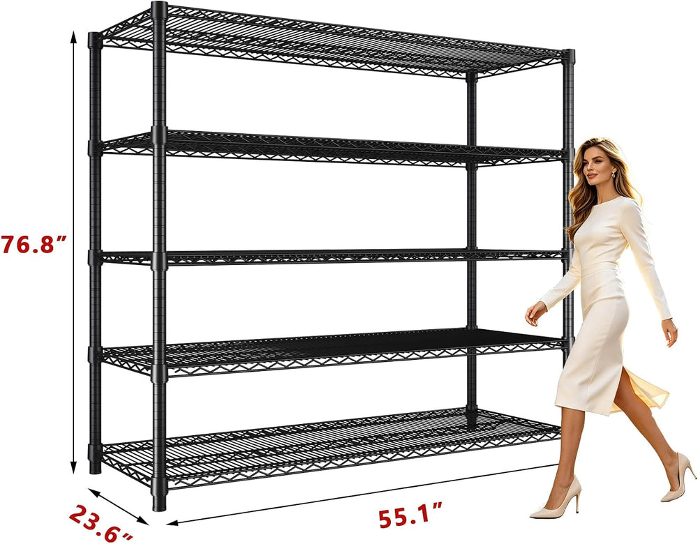 Garvee 76.8" H Storage Shelves 5-Tier Garage Shelving Adjustable for Pantry