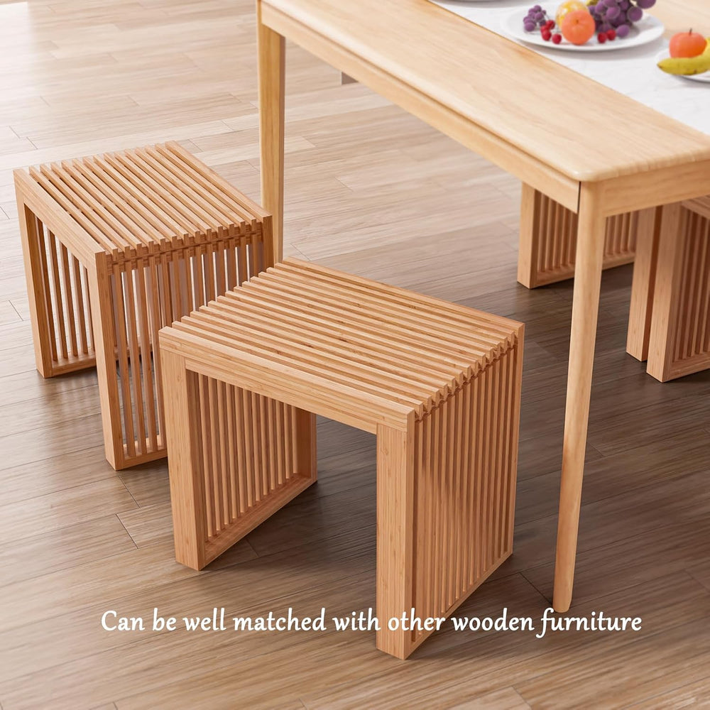 Bamboo Dining Bench 35" Indoor Wooden Shoe Benches for Entryway Nature