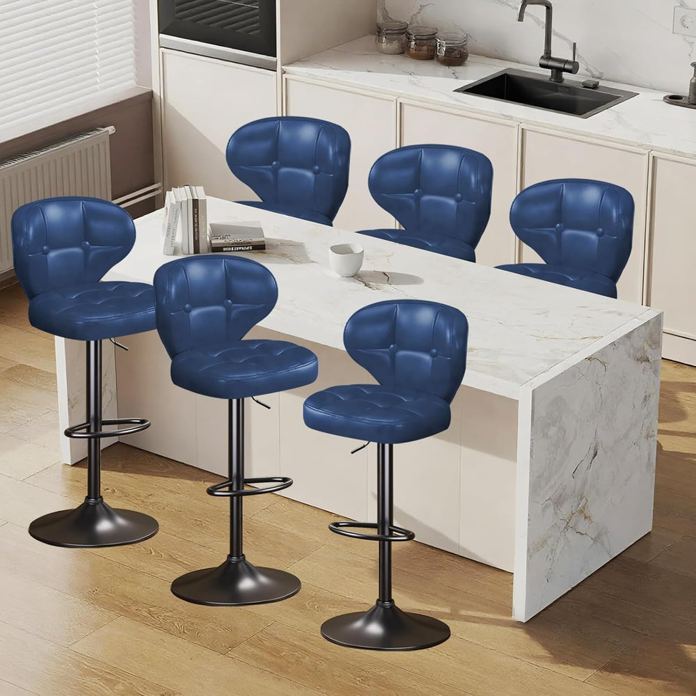 Bar Stools Set of 6, Adjustable Swivel Bar Chairs with 360° Rotation, Padded ...