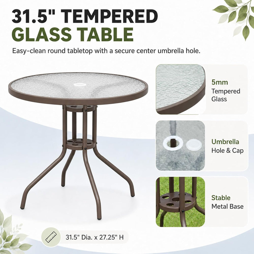 6-Piece Patio Dining Set for 4 with Umbrella (Beige)
