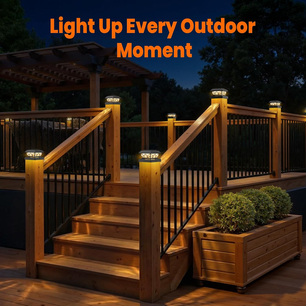 Brightever 4x4 Post Solar Lights, Solar Post Cap Lights Black 12-Pack