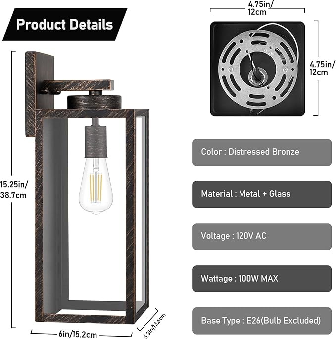 Large Size Outdoor Wall Light Fixtures, Exterior Lighting Fixtures Porch Scon...