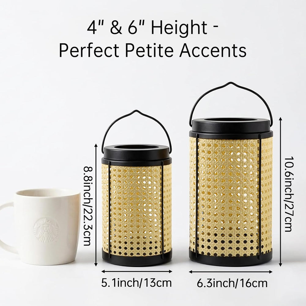 Decorative Candle Lanterns Farmhouse Table Decor 2PS Waterproof Handcrafted