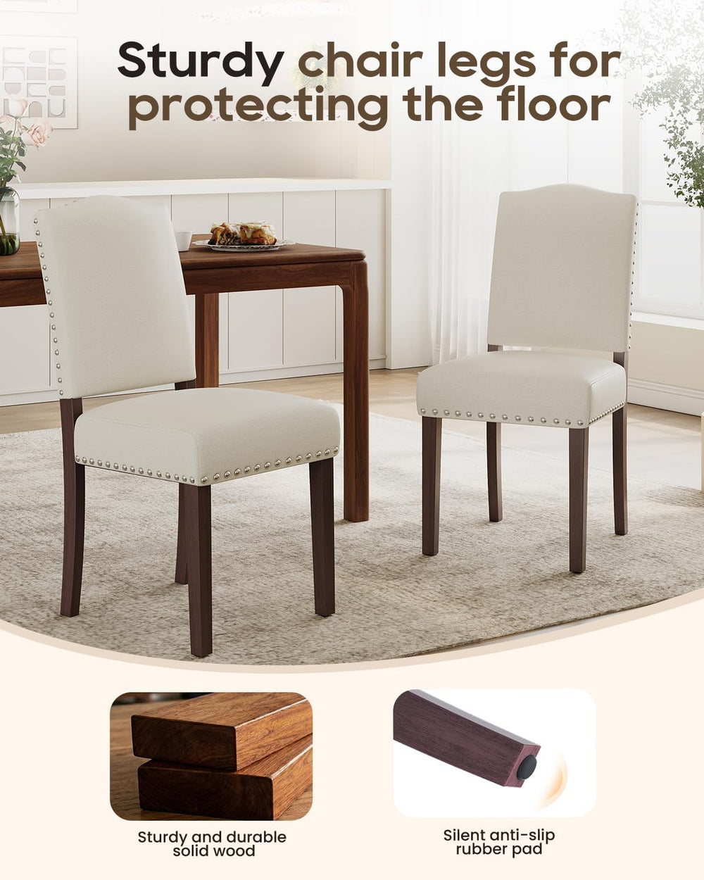 Upholstered Dining Chairs Set of 4 with Thickened Seat Cushion