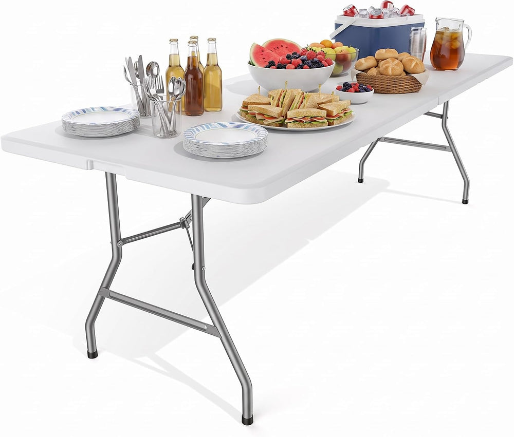 NEWBULIG 8 FT Foldable Table, Heavy Duty Folding Table Easy to Fold Store