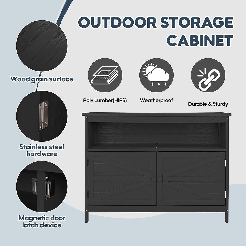 HIPS All-Weather Outdoor Storage Cabinet,Outdoor Sideboard with Magnetic Door...