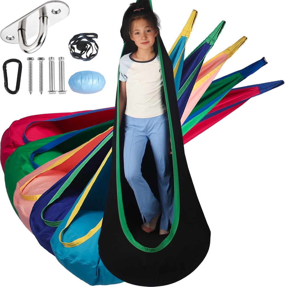 Sensory Pod Swing Hanging Seat Hammock Chair (Black)