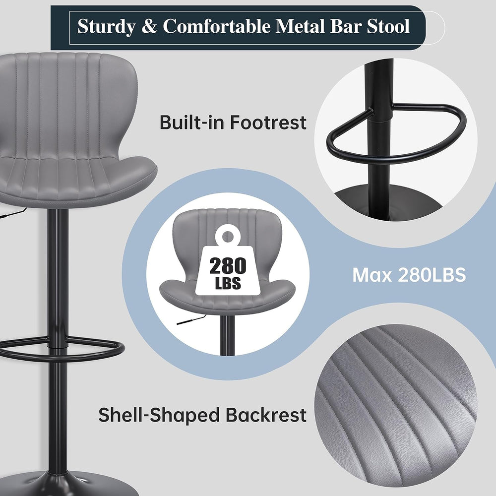 SUNLEI Swivel Swivel Bar Stools Set, Barstools Counter Height with Shell Shap...