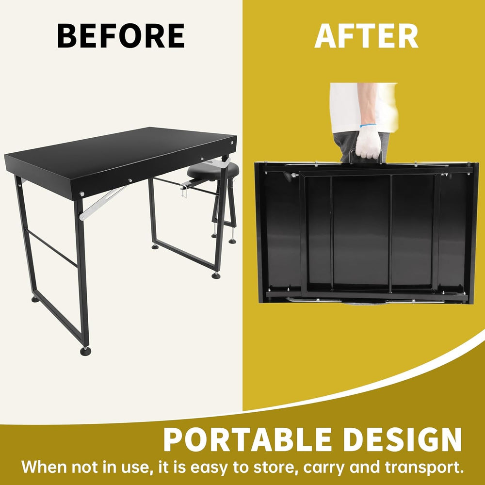 KUAFU Foldable Shooting & Hunting Table with Shooting Bench, Adjustable