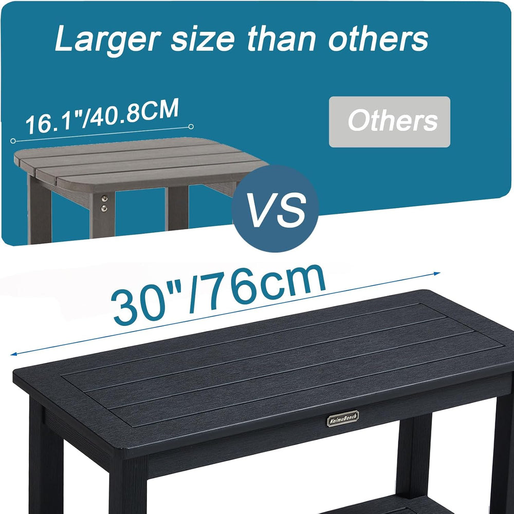 30'' Waterproof Shower Stool, Poly Lumber Shower Bench Seat for Shavi...