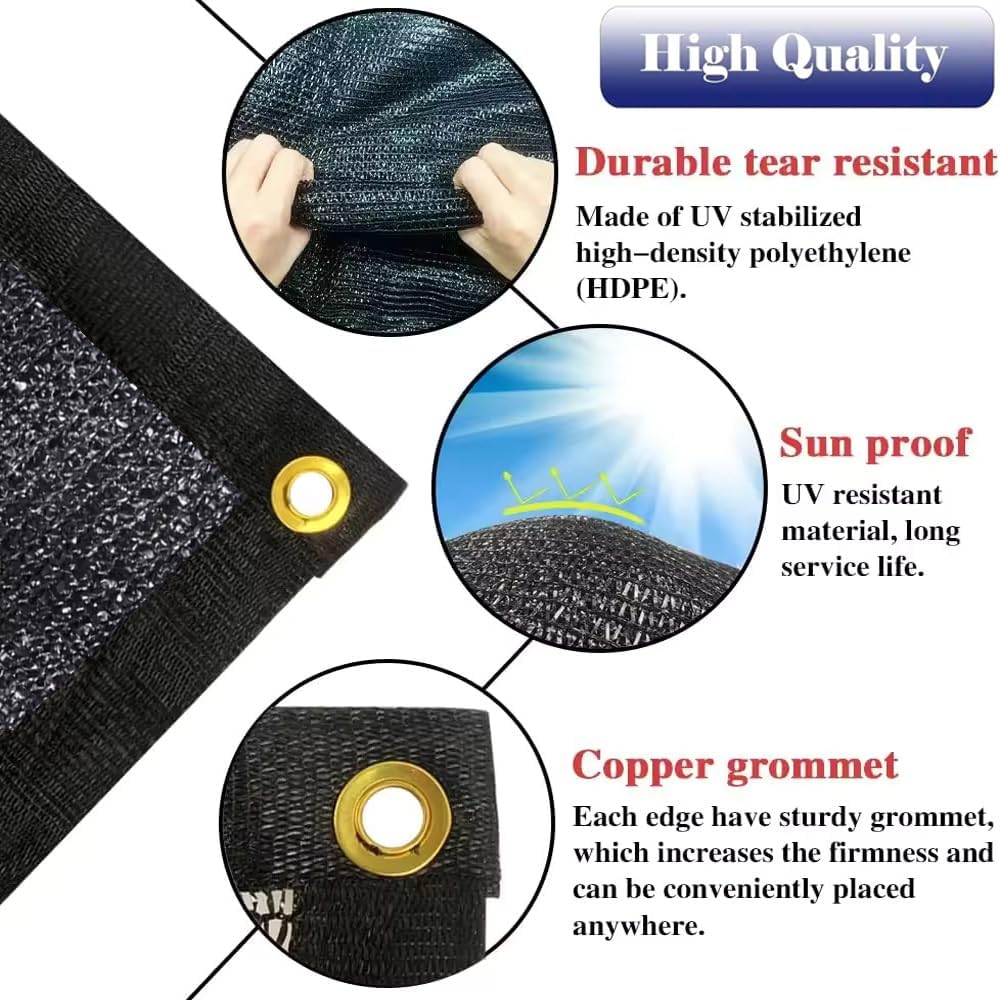 90% Shade Cloth for Garden 10x20 FT, Black Sun Shade Mesh Fabric