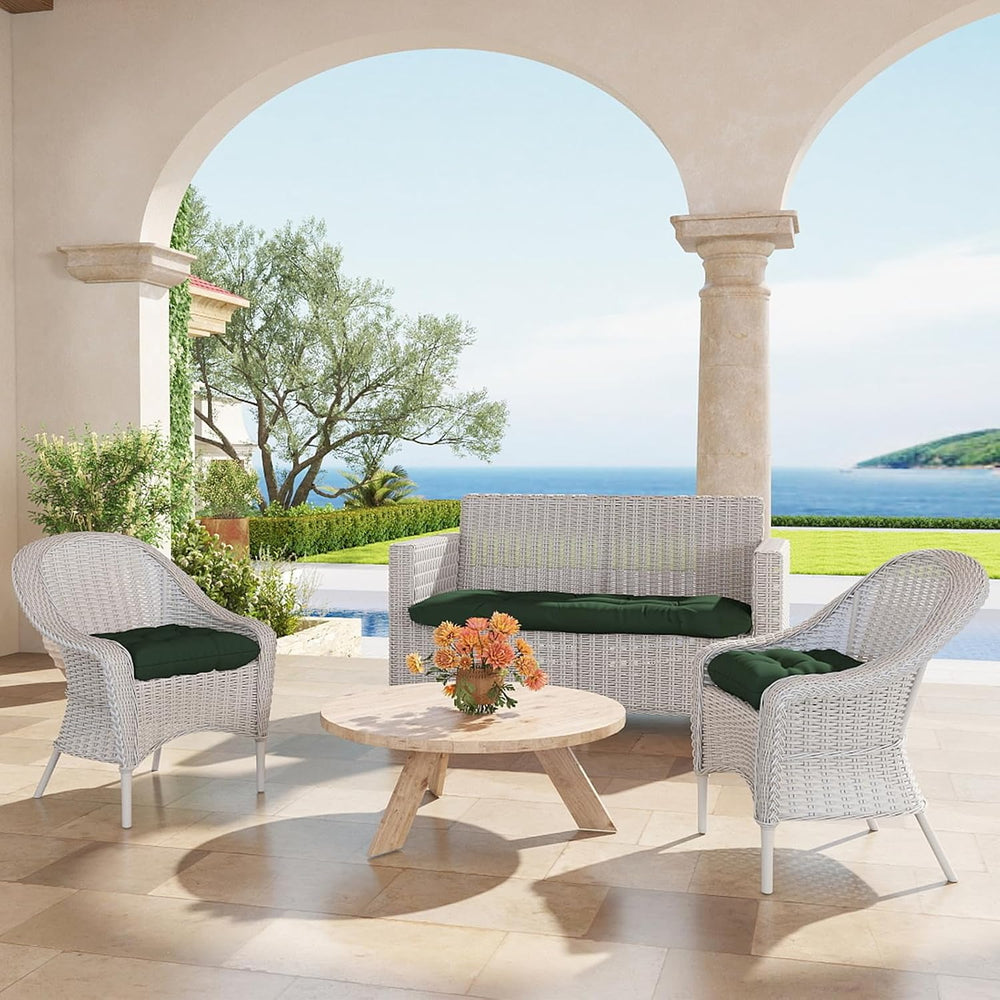 Outdoor Wicker Chair Cushions 3 Pieces, Dark Green