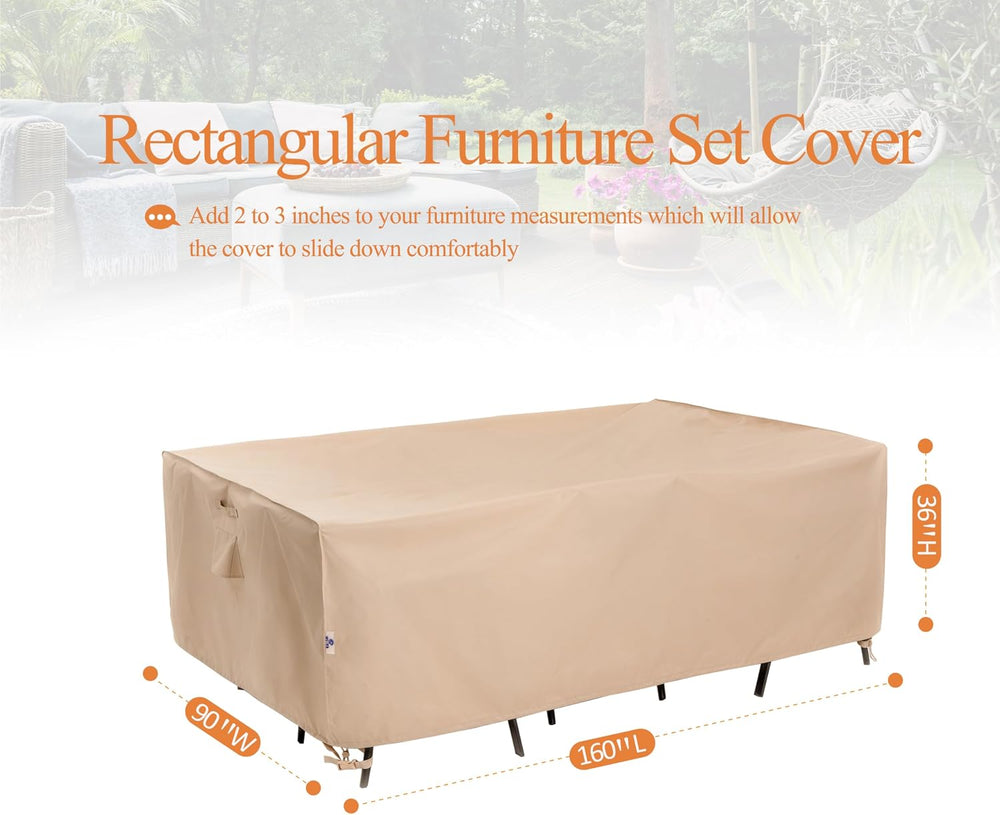 WJ-X3 Outdoor Sectional Furniture Set Cover, 160W x 90D x 36H in, Beige