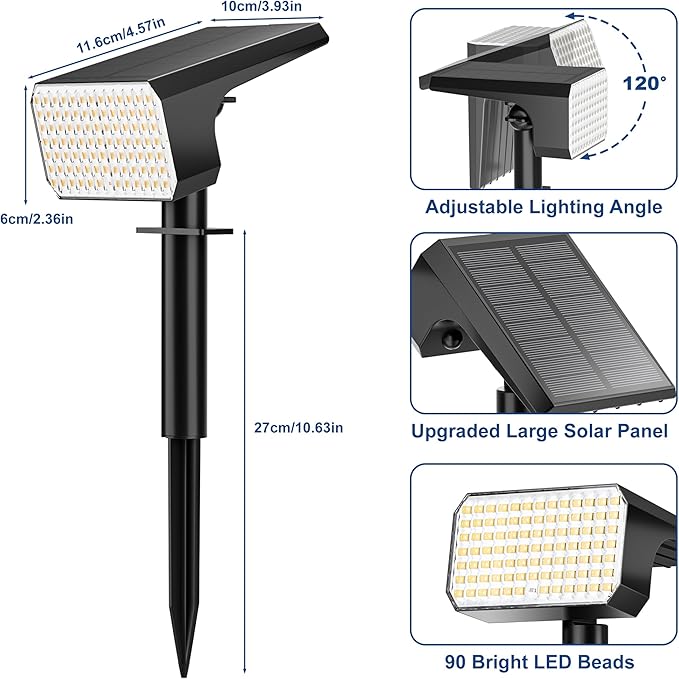 LANSOW Solar Spot Lights Outdoor Waterproof IP67, (8 Pack/90 LED/4 Modes) Sol...