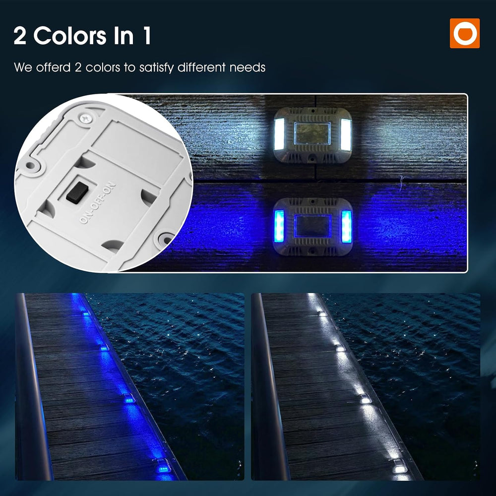 addlon Solar Dock Lights Marine 12 Pack, Driveway Marker Deck Lights, IP67