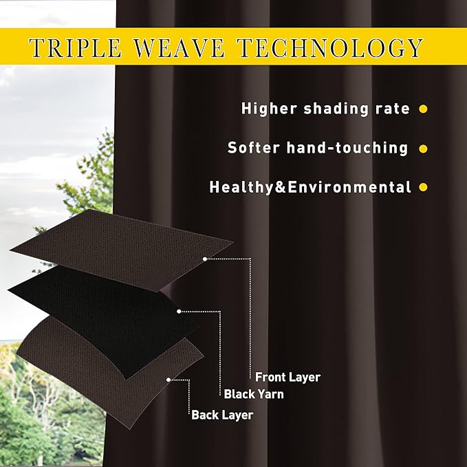 NICETOWN 2 Panels Weighted Outdoor Curtains for Patio Waterproof, Thermal Ins...