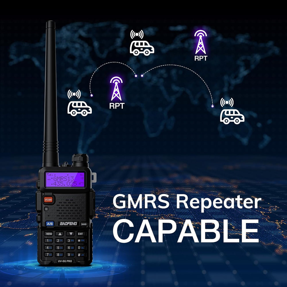 BAOFENG UV-5G PRO GMRS Handheld Radio, Long Range Repeater Capable, 1 Pack