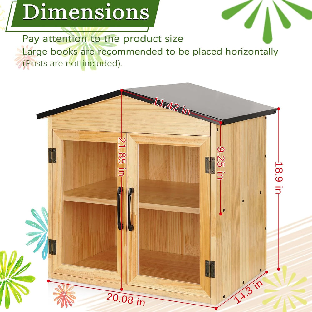 2-Tier Outdoor Library Outdoor Book Box Storage, 20x14x21 Inch