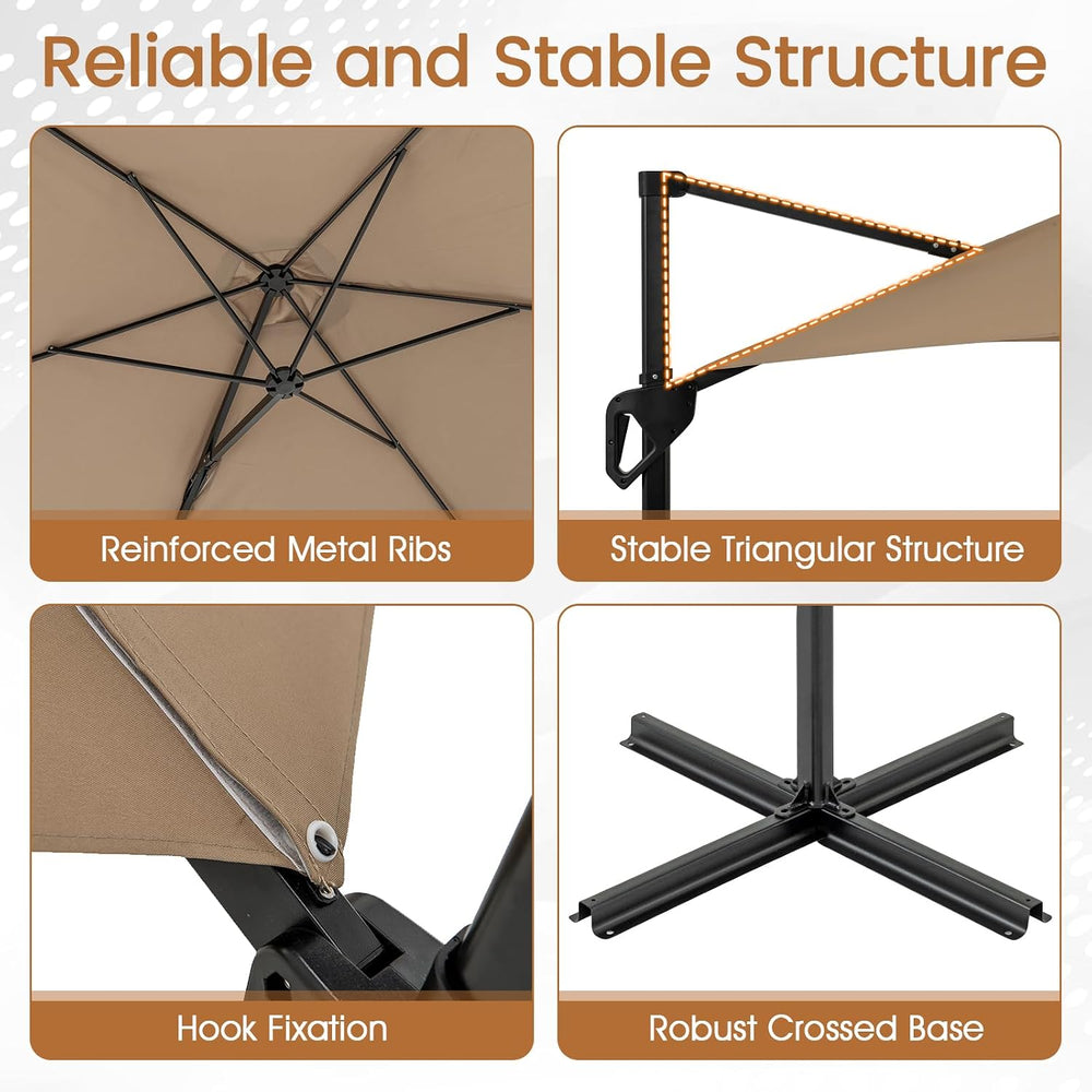 Tangkula 9 FT Cantilever Patio Umbrella, Heavy Duty Offset Outdoor Hanging Um...