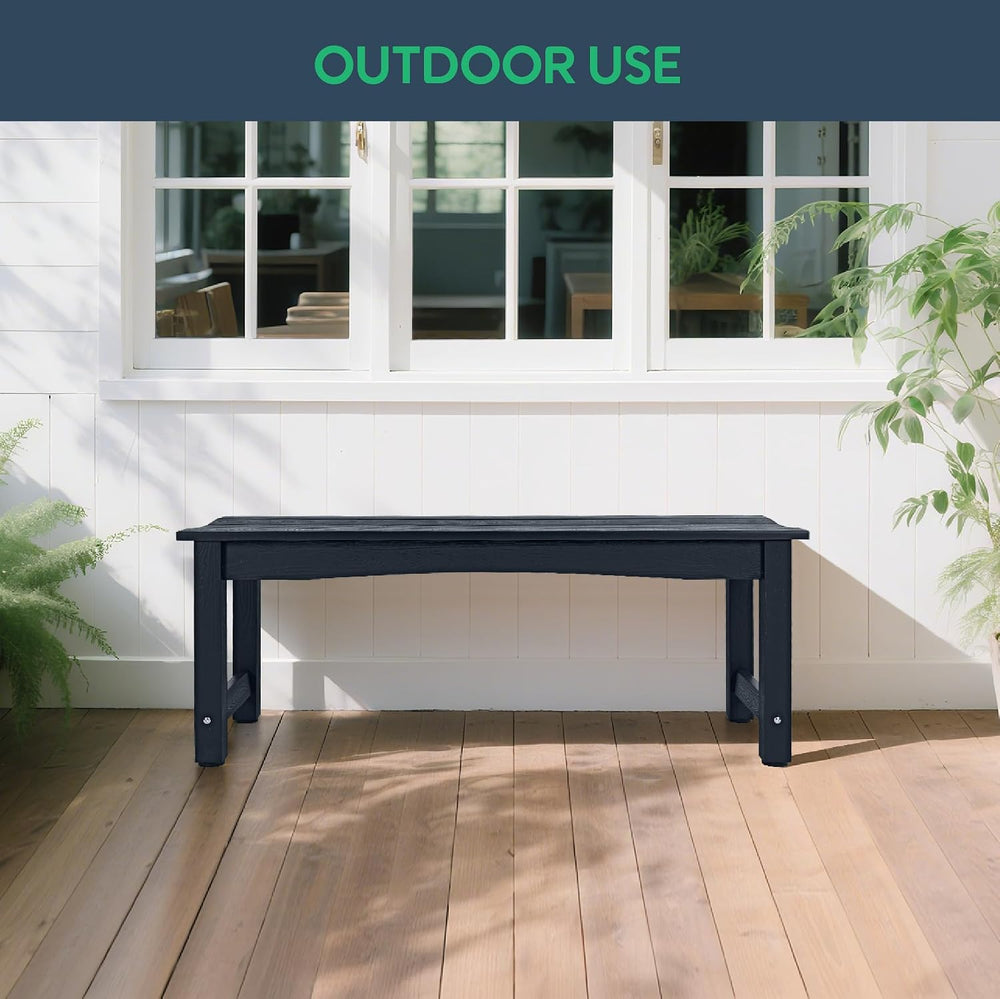 Weatherproof HIPS Outdoor Bench, 2-Person Patio Dining Bench, All-Weather Pol...