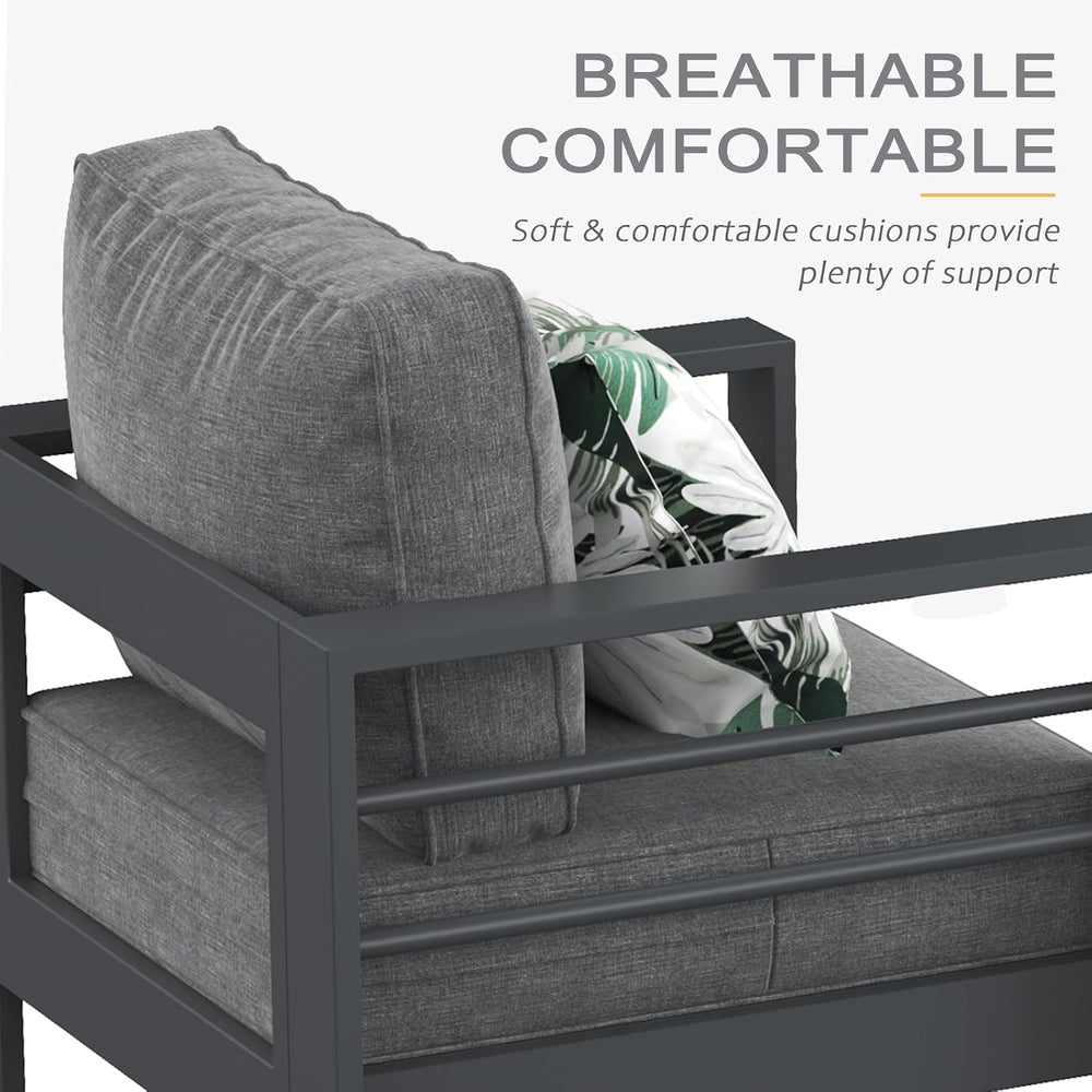 Aluminum Patio Loveseat Sofa, All-Weather Metal Modern 2 Seater Outdoor Sofa ...