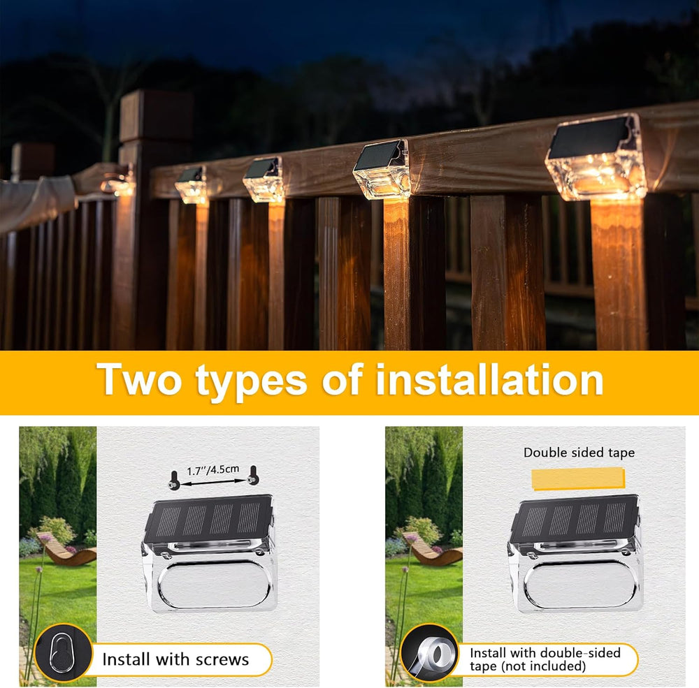 Qualdout Solar Outdoor Lights, 8 Pack Solar Fence Deck Lights, Waterproof Out...