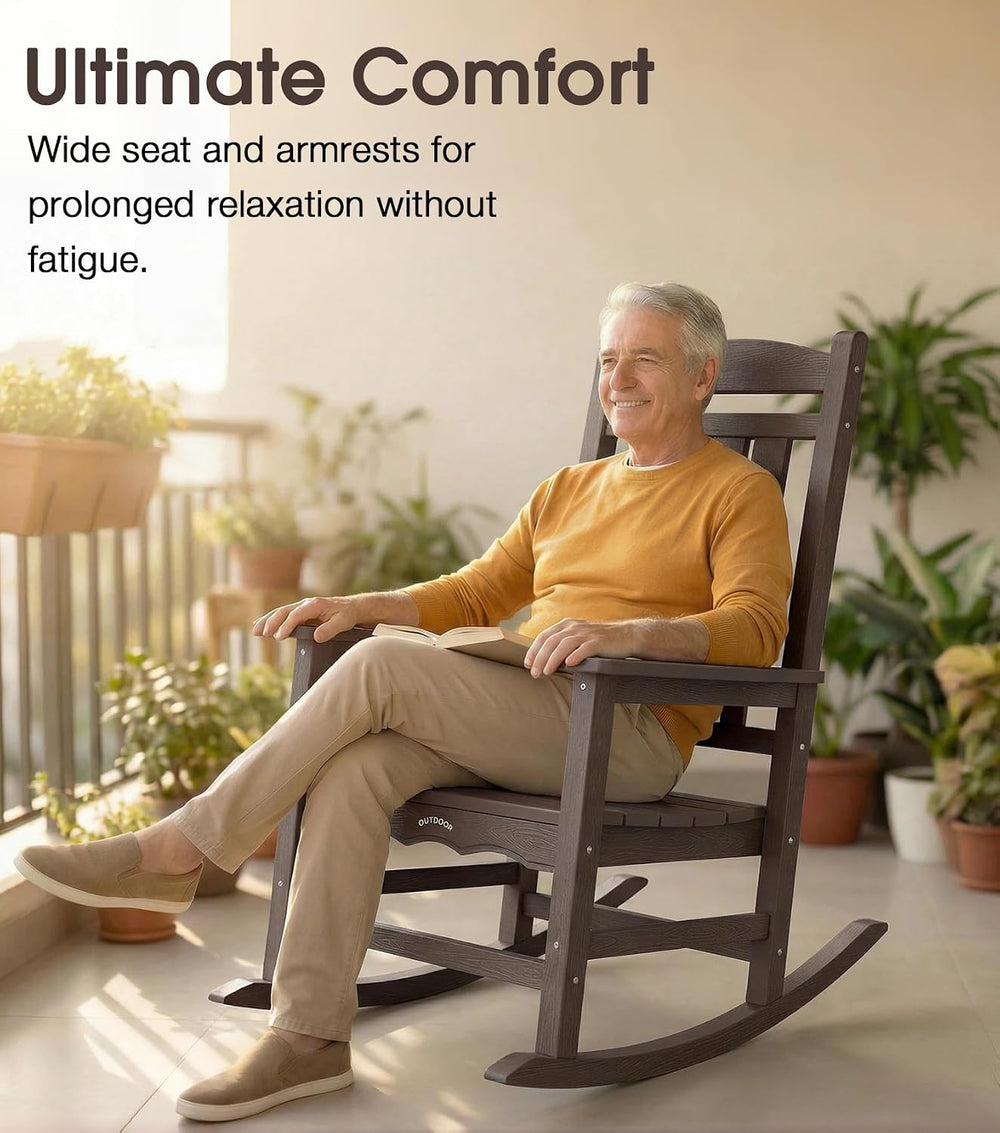 Oversized Outdoor Rocking Chai, Adirodnack Patio Rocker Heavy Duty