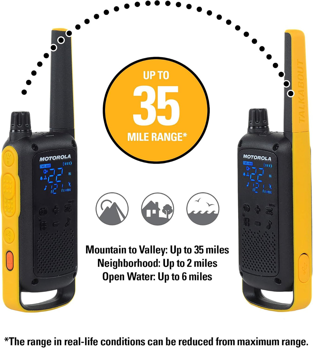 Motorola Solutions Talkabout T475 Extreme Two-Way Radio Black W/Yellow Rechar...