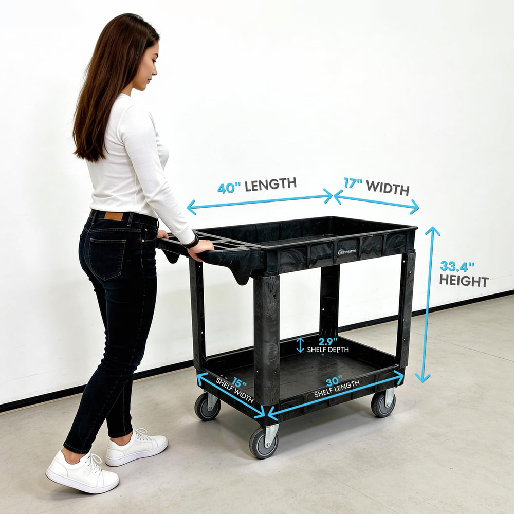 Simpli-Magic Rolling Utility Cart on Wheels, Heavy Duty with Ergonomic Handle...