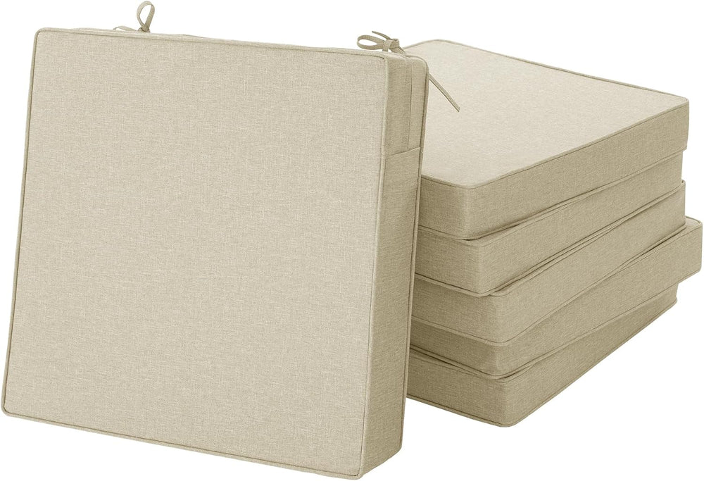 Outdoor Chair Cushions, Set of 6, 24 x 24 Inch, Beige