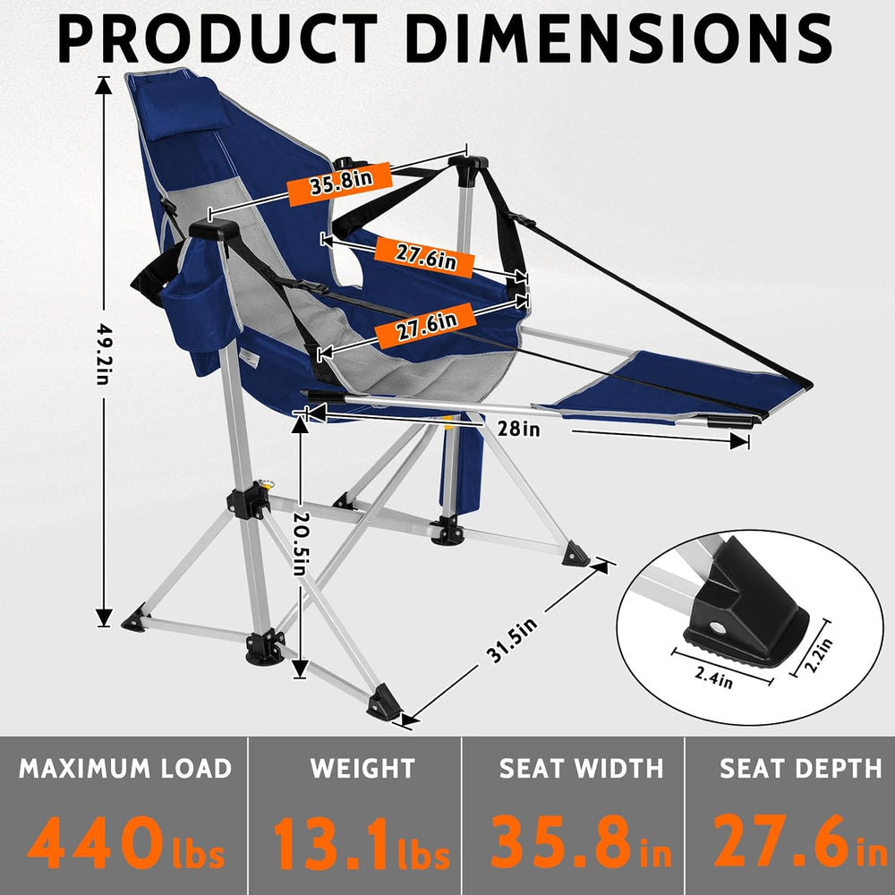 2 Pack Oversized Swing Hammock Camping Chairs with Footrests & Headrests,...