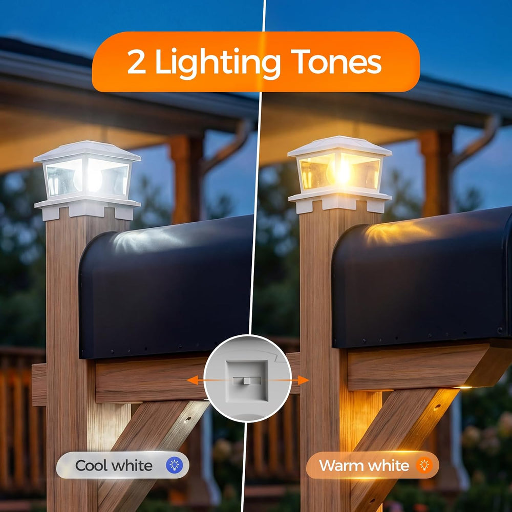 VOLISUN Metal Solar Post Cap Lights, Edison Bulb Light 2Pack,White