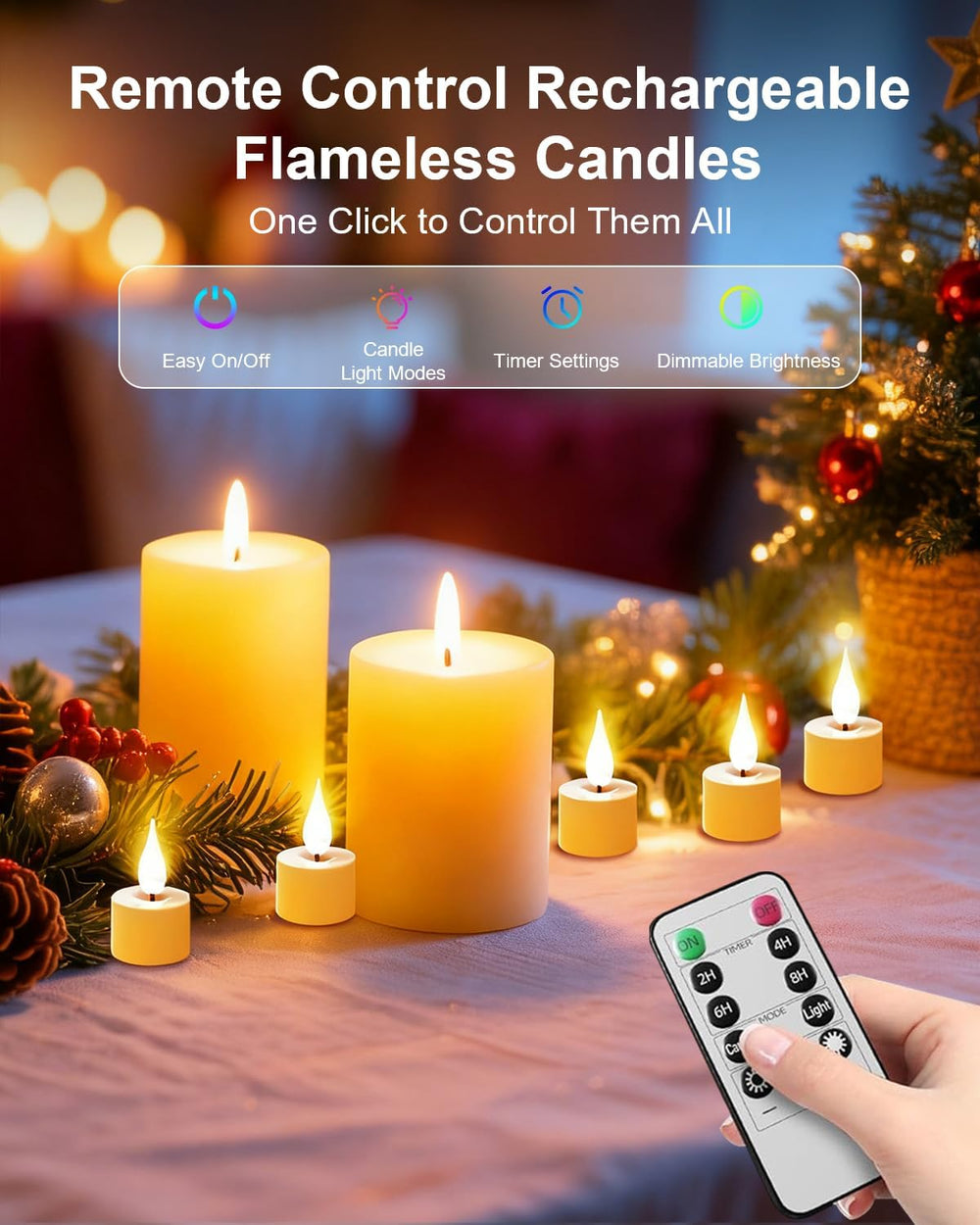 12 Pack Tea Lights Candles Battery Operated with Charging Dock, Remote Contro...