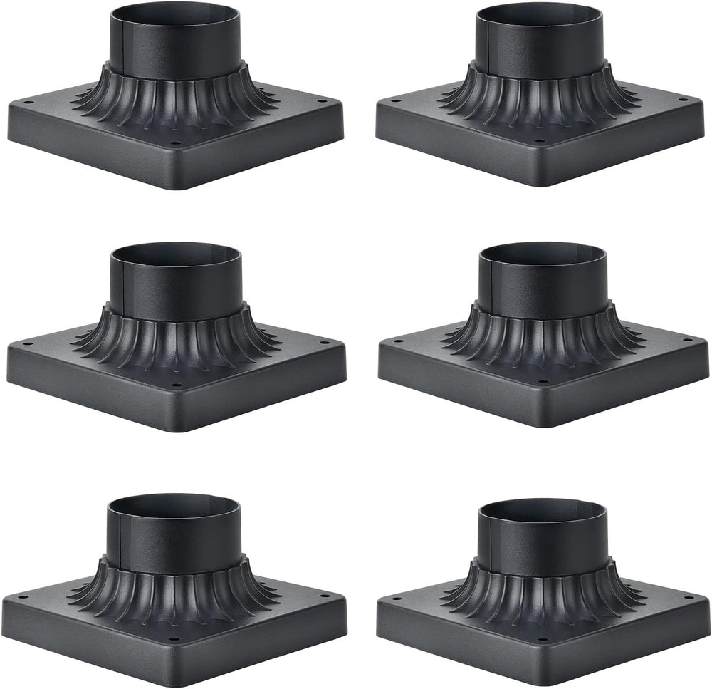 Pier Mount Base 6 Pack, Outdoor Post Light Adapter Matte Black
